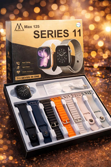 Series 11 Ultra Smartwatch 7 Straps Bluetooth 5.3 Black