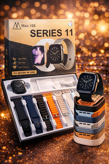Series 11 Ultra Smartwatch 7 Straps Bluetooth 5.3 Black