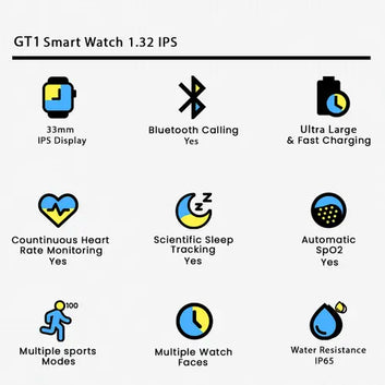 GT1 Smartwatch | Bluetooth Calling | Full Touch Display | Android & iOS Compatible